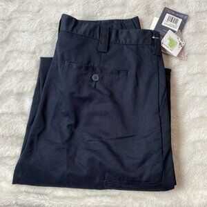 Landmark Chino Pant Mens Sz 34 Navy Polyester Mid-Rise Straight Leg Slash Pocket